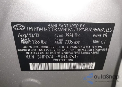 2018 Hyundai Elantra Se z USA, uszkodzony, nr VIN 5NPD74LF9JH402642